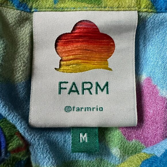 Farm Rio M Sunny Day Unisex Button Shirt Parrot Macaw Bird Blue Tropical Womens - Picture 3 of 9